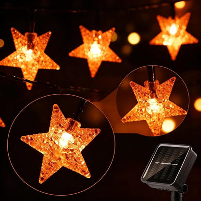 Twinkle Solar Star String Lights Outdoor Waterproof 39FT/100L Fairy Lights | 8 Modes Camping Garden Wedding Party Tree Holidays Backyard Patio Orange