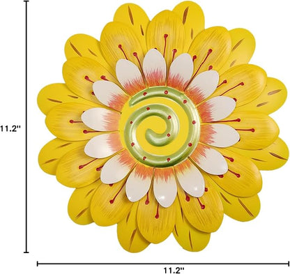 AHYS Metal Flowers Wall Decor Indoor Outdoor Metal Wall Art for Home Farmhouse Living Room Bedroom Bathroom Garden Decorations - Yellow