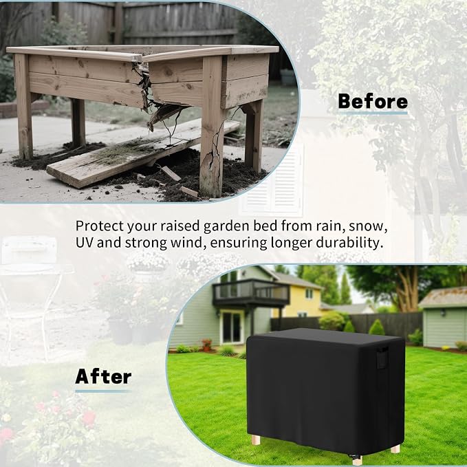 Outdoor Raised Garden Bed Cover for Winter (Only Cover),Waterproof Raised Planter Boxes Stand Covers - 97 x 49 x 22 inch