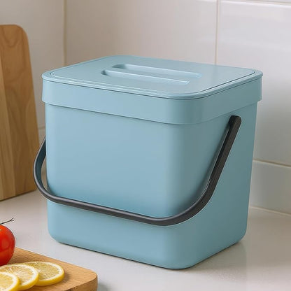 1.8 Gallons Hanging Trash Can with Lid – Kitchen Garbage Bin for Under Sink, Wall Mount, Cabinet Door Waste Bin for Kitchen, Bathroom, Laundry – 7L(Subtle Blue)