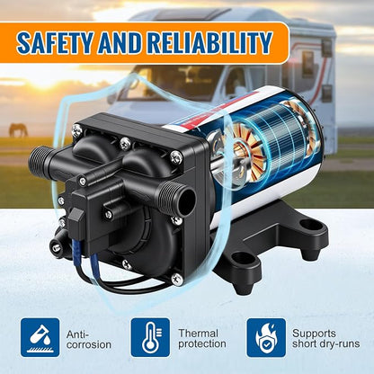 YOUNGTREE Water Pressure Diaphragm Pump 110V AC 5.5GPM 70PSI RV Water Transfer Pump 110 Volt On Demand Self Priming for Home Kitchen RV Garden Irrigation Car Washing Rain Barrel Lawn Camper