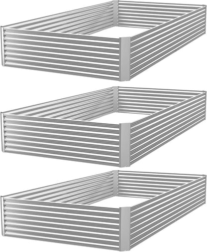 3pcs Galvanized Raised Garden Bed Outdoor,Above Ground Garden Bed for Vegetable,Metal Raised Beds for Flower,Steel Raised Beds for Gardening - 4x2ft