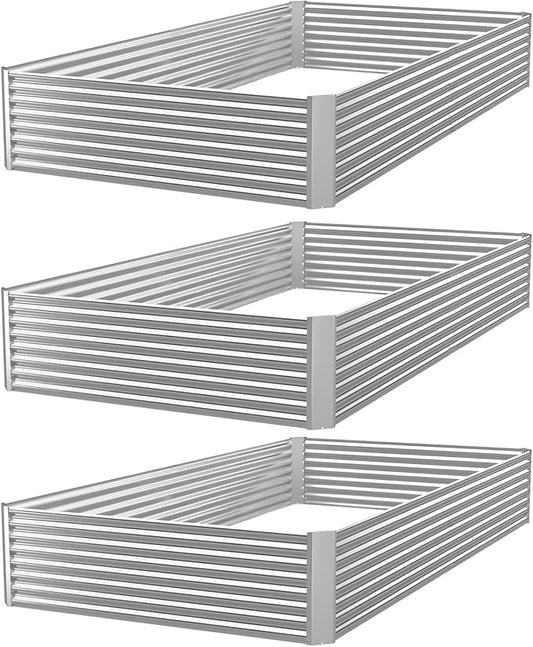 3pcs Galvanized Raised Garden Bed Outdoor,Above Ground Garden Bed for Vegetable,Metal Raised Beds for Flower,Steel Raised Beds for Gardening - 4x2ft
