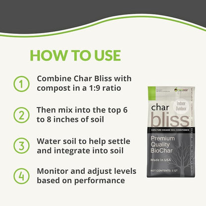 Worm Bliss (1 Qt) + Char Bliss (1 Qt) - Organic Worm Castings for Plants & Organic Biochar for Plants - Earthworm Castings Organic Fertilizer - Biochar Soil Amendment - Charcoal for Plants
