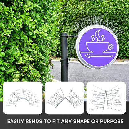 Ley's Stainless Steel Bird Spikes, 5.4 FT (5 Pack), Easy Install Metal Bird Deterrent Spikes Strip, Humane Pigeon & Small Bird Repellent for Roof, Fence, Balcony & Outdoor Protection