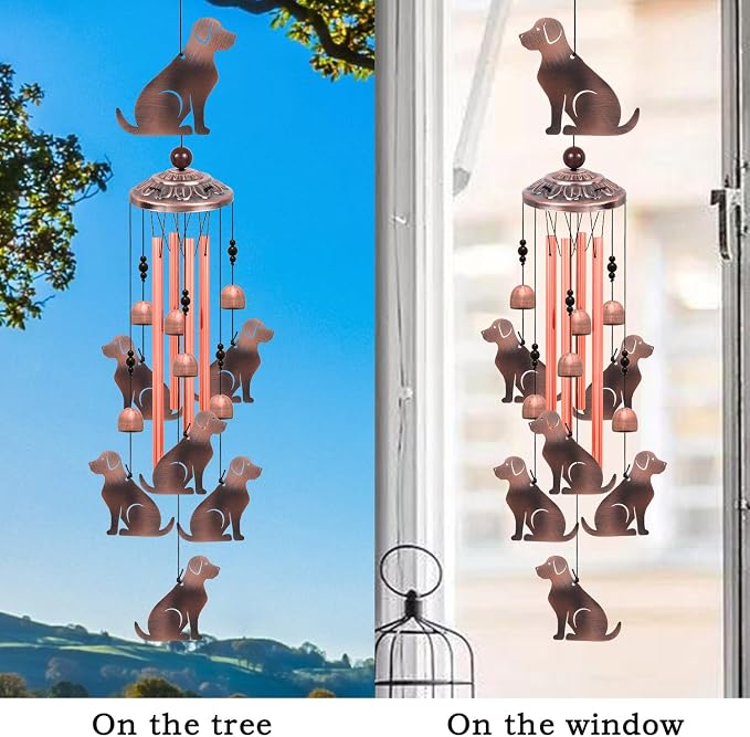 Outdoor Dog Wind Chimes, Gifts for Mom & Grandma & Family, Music Wind Catcher, Mobile Wind Bells, Memorial WindChimes, Blessing Windchime for Garden/Home/Balcony/Lawn/Yard/Indoor/Outside Decoration