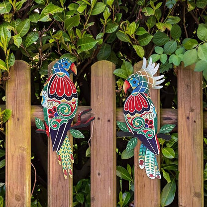 Outdoor Wall Decor, Parrot Decor, Outdoor Metal Wall Art, Mexican Birds Wall Sculpture, For Outside, Yard, Fence, Garden, Patio