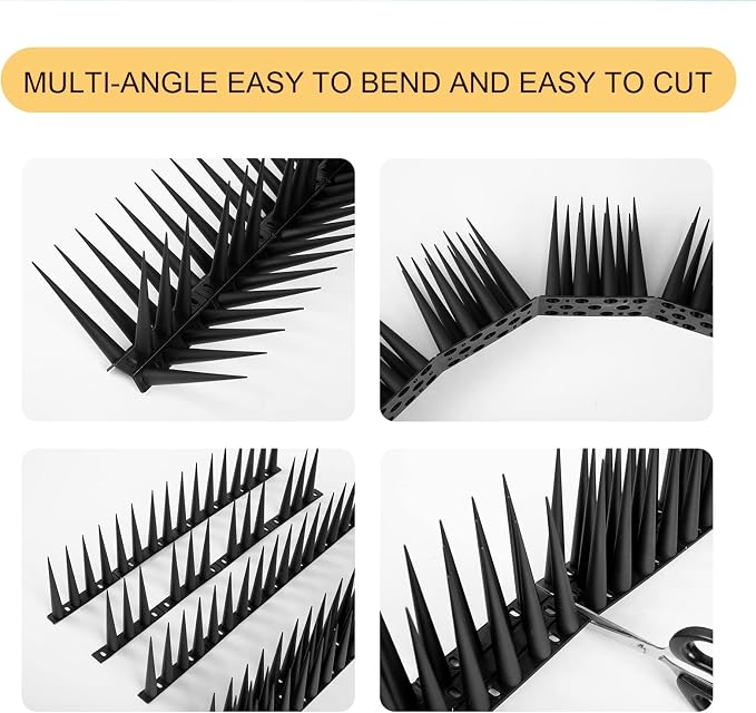 OFFO Bird Spikes Pigeon Outdoor Spikes for Cat Keep Birds Raccoon Woodpecker Away Covers 8 Feet(2.44m), Black