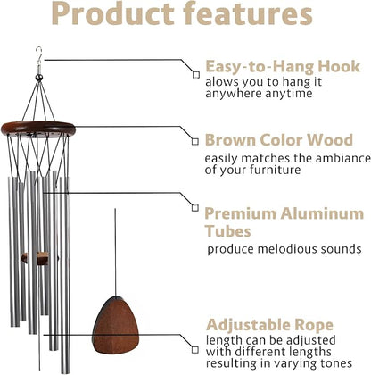 Wind Chimes for Outside Clearance,Aluminum Memorial Windchime Outdoor Suitable for Loss of Loved One Patio Decor Indoor Porch Balcony Garden Decor(Silver)