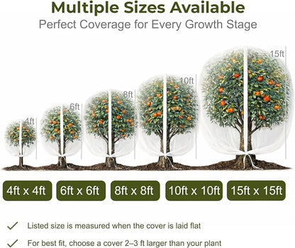 Fruit Tree Netting Cover with Zipper & Drawstring, 2 Packs 10ft x 10ft Insect Bird Barrier Netting for Garden Protection, Ultra Fine Mesh Garden Netting Pest Barrier, Extra Large