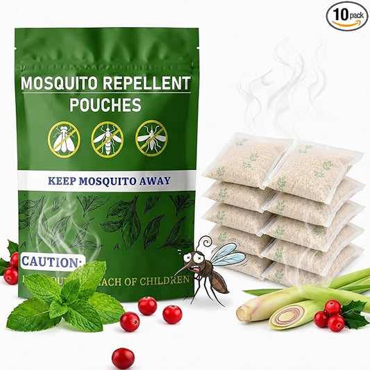 Mosquito Repellent Pouches Indoor Home Outdoor Patio, 60 Days Long-Lasting, Mosquito Repellent Bags for Yard, Garage, Bedroom, Fresh Mint Scent, Non Toxic, Kid & Pet Safe, Covers 120 sq ft, 10 Pack