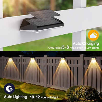 AUDLES Fence Lights Solar Powered, 12 Pack 3 Color Temp LED Solar Fence Lights Outdoor, IP65 Waterproof Landscape Step Lights for Backyard, Patio, Railing, Garden, Yard, Home Improvement