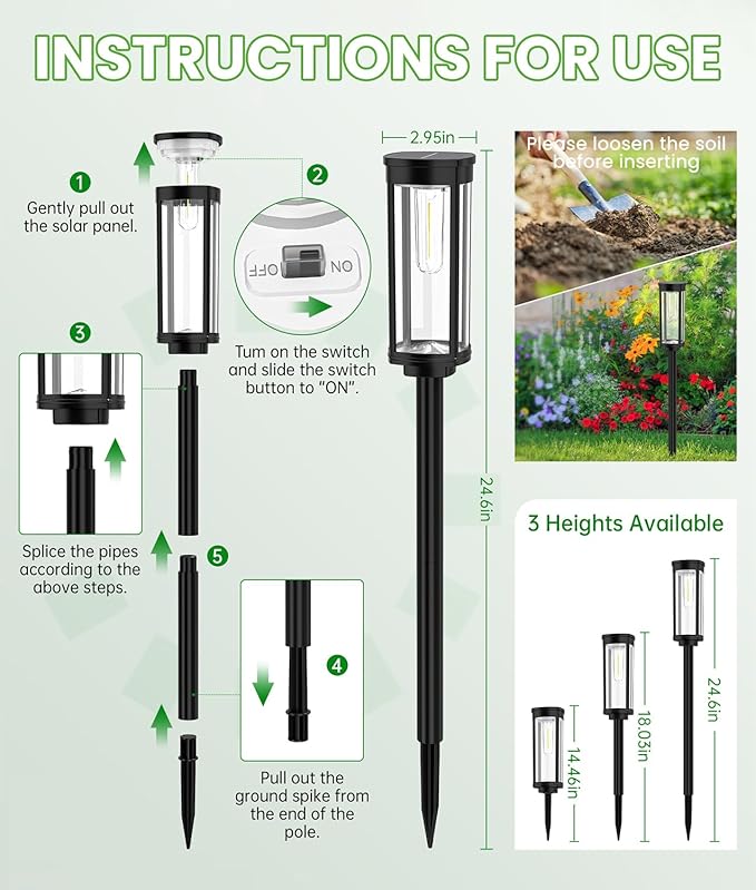BITPOTT Bright Solar Pathway Lights, 12 Pack Solar Lights Outdoor Waterproof IP65, Auto On/Off Outdoor Garden Decorative Landscape Lighting for Walkway Driveway Lawn Patio Yard