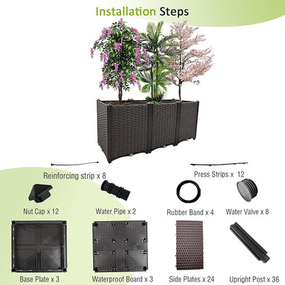 Raised Garden Bed Large Planters for Outdoor Plants Rectangular Elevated Planter Boxes Patio Balcony Deck for Planting Flowers, Vegetables, Tomatoes, and Herbs