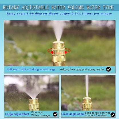 65FT 360° Adjustable Drip Irrigation System for Garden | 1/2'' Irrigation Tubing with 20 Nozzles, Automatic Watering Misting System, Drip Irrigation Kit for Greenhouse, Lawn, Plant