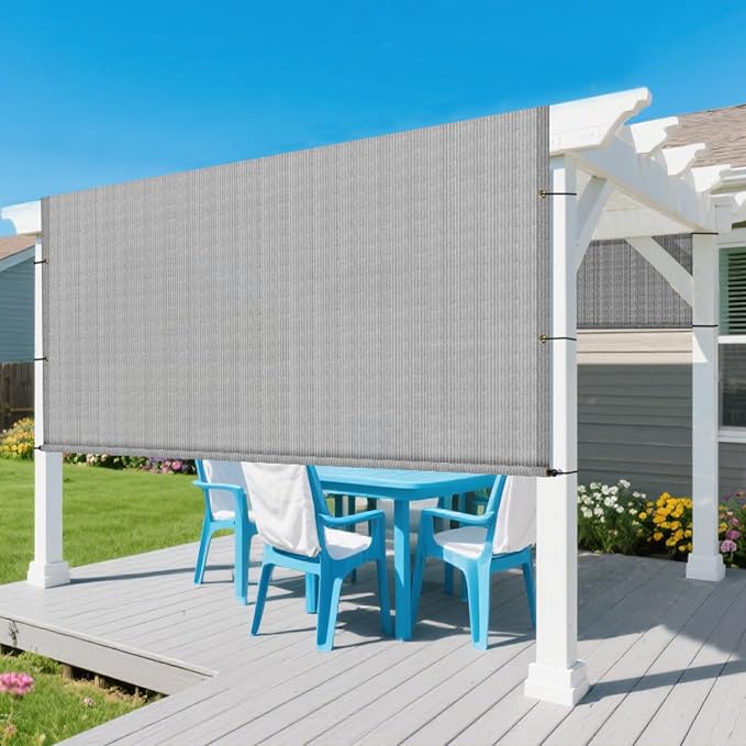 6' × 24' Pergola Shade Cover Universal Replacement Canopy Cover Outdoor Durable Fabric Sun Shade Cloth for Deck Patio Porch Backyard Gazebo with Grommets & Weighted Rods, Light Gray