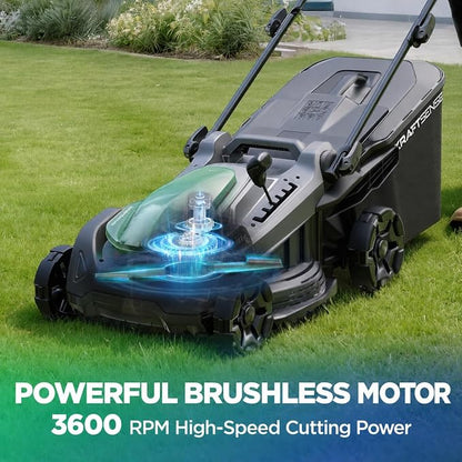 18" Cordless Lawn Mower, 40V Electric Lawn Mower with 2x8.0Ah Batteries & Charger, Brushless Motor, 50L Grass Bag, 2-in-1 Mulching & Bagging, 6-Position Height Adjustment