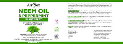 Neem Oil Spray for Plants with Peppermint Oil, Natural Neem Oil Spray for Indoor/Outdoor Plants, Suitable for Organic Gardening (16oz, Pet Safe, Non Toxic)