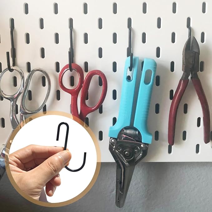 CYG&CL 12PCS Metal Shed Hooks for Hanging, Outdoor Storage Shed Accessories Interior, Utility Peg Board Tool Hangers, Heavy Duty J-Hook for Garden Garage Pegboard