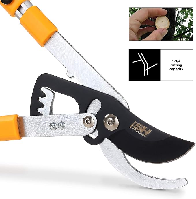 STEELHEAD Heavy-Duty 27-40" Adjustable Gear-Bypass Limb & Branch Lopper, Telescoping Extendable Handles, Ratcheting, Cuts Up to 1-3/4”, Secateurs, Shock-Absorbing, Effort-Saving, USA-Based Support | Telescoping Extendable Handles, Cuts to 1-3/4", Shock...