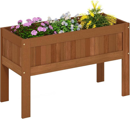 Furinno TIOMAN Planter Box, Outdoor Elevated Standing Planter Box, Raised Garden Bed with Legs, Outdoor, Indoor, Garden, Patio, Balcony, Natural