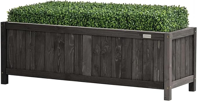 NatraHedge (44" Lx 15" W x 15" H (Black) Hampton Classic Wooden Planter Box Indoor and Outdoor Rectangular Garden Planter Use for Patio, Yard, Greenhouse, Vegatable, Flowers, and Herb | (Black) Indoor and Outdoor Rectangular Garden Use for Patio Yard G...