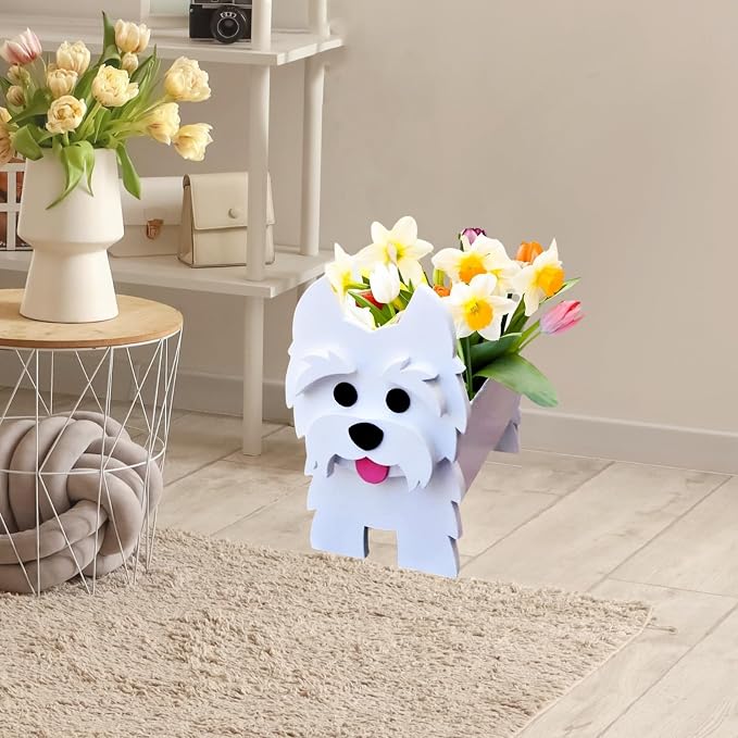 West Highland Dog Planter Pots, 9.45 x 8.38 x 11.85 Inches | Dog Flower Pot, Cute Animal Shaped Plant Pot, Gifts for Women & Pet Lovers, Indoor Outdoor Garden Home Office Decor