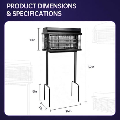 Solar Bug Zapper Outdoor, Purple UV Mosquito Zapper with Smart Rain Off Rechargeable Mosquito Killer Lamp, Wireless Solar Powered Fly Trap for Yard Patio(Midnight Black)