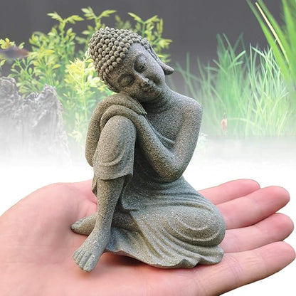 livelyfish Aquarium Buddha Statue Japanese Fish Tank Decorations Heavy-Duty Meditating Buddha for Aquarium Fish Tank Zen Buda Figurine Sculpture Decor, Large-A