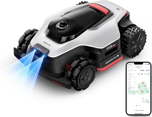 DREAME LiDAR 5000 Robot Lawn Mower A3 AWD Pro Wire Free No RTK, 4WD for 38.7° Slopes, Dual AI Vision Robotic Lawn Mowers,Dual-Disc Cutting 15.8" Width, Smart Zero-Edge, App Control for 1.25 Acre