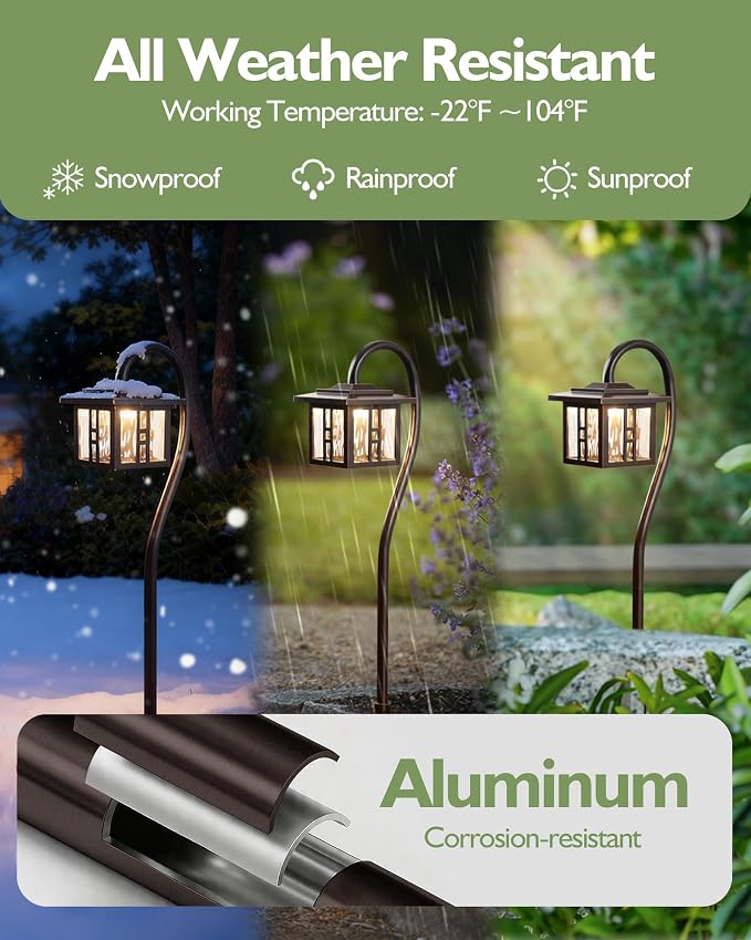 LITFIT Low Voltage Landscape Lighting,12V 3W 185LM 3000K ORB Electric Pathway Lights, Waterproof Wired Garden Light with Connectors for Walkway Yard, Die-Cast Aluminum, 50000H Integrated LED, 12Pack