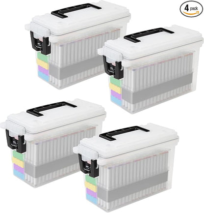 Sheffield Ammo Box Made in USA, Stackable Lockable Ammo Storage Box, Frost | 4 Pack Lockable Storage Box, Water and Dust Resistant Dry Box, Secures Hunting Gear, Gun Accessories, Supplies, and Bullets