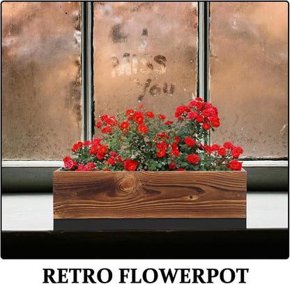 BESPORTBLE Rustic Wooden Rectangle Planter Box: Rectangular Succulents Plant Container for Outdoor & Indoor - Wood Window Box for Farmhouse Wedding Balconies Garden, 11.7 * 3.7 * 2.7inch