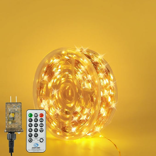 SenLuKit Copper Wire Fairy Lights Waterproof Plug in Christmas String Lights with Remote for Living Bed Room, Backyard, Patio, Garden, Porch, Wedding or Christmas Decorations