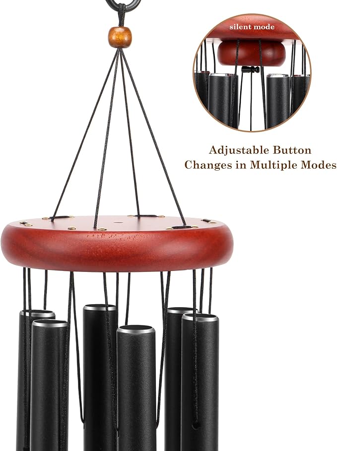 Large Aluminium Wind Chimes Soothing Melodic Classic Black Wind Chime 37" to Create a Zen Atmosphere. Sympathy/Memorial Gift, Indoor Outdoor Garden Patio Decoration