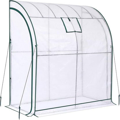 Lean to Greenhouse with 3-Tier Shelves: Ohuhu Portable Walk-in Wall Mounted Green House with Mesh Windows, 79"x39"x83" Reinforced Lean-to Wall Greenhouses with 2 Roll-Up Zipper Doors for Outdoors