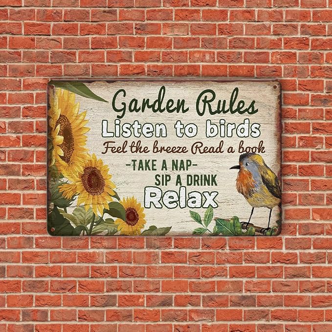 Retro Garden Rules Sign Vintage Garden Metal Signs Patio Wall Decor Outdoor Yard Signs For Home Porch Patio Gardening Shed Decorations 8 X 12 Inch