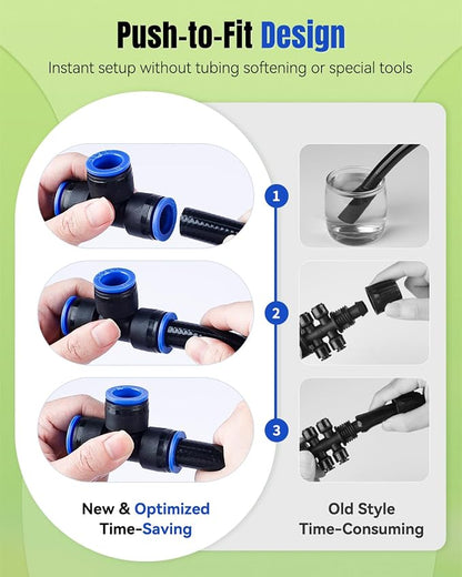 Pawfly 15 Pcs Quick Connect 1/2" Drip Irrigation Tee Fittings for 1/2 Inch Irrigation Tubing (1/2" ID x 0.62-0.63" OD), Push-to-Fit 3-Way Tee Connectors, Anti-Leak Drip Irrigation Parts