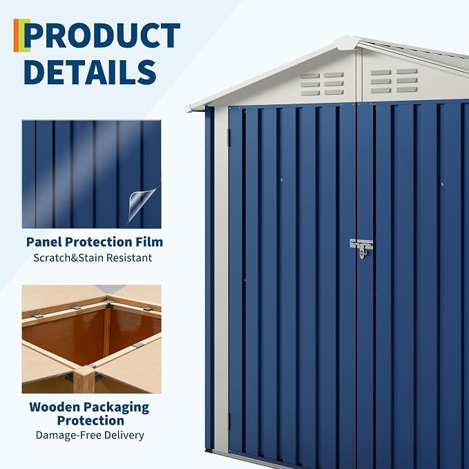 Garvee 6x4 FT Storage Shed – 130 Cu Ft, Sloped Roof, Weatherproof | pacious 130 cu ft interior – fits bikes, ladders, and seasonal gear with ease.