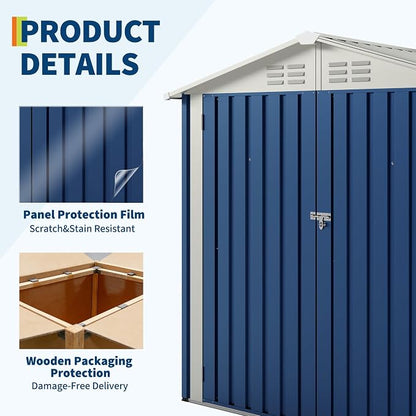 Garvee 6x4 FT Storage Shed – 130 Cu Ft, Sloped Roof, Weatherproof | pacious 130 cu ft interior – fits bikes, ladders, and seasonal gear with ease.