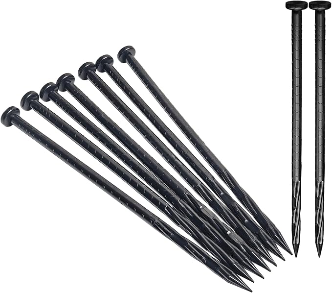 Plastic Landscape Anchoring Spikes 8 Inch Nylon Spiral Landscape Spikes for Yard, Garden Lawn, Weed Barriers, Artificial Turf, Tent (50, 10 in)