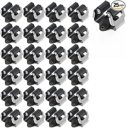 3-H 25 Pack Mop and Broom Holder Big Size Hanging 1 KG Extra,Broom Hanger Wall Mount for Hanging and Organizing Shove Rake Yard Tools in Shed Kitchen Laundry Room Bathroom Garden(Black)