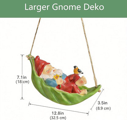 Garden Gnome Outdoor Statues for Garden Decor, Gnome Bird Flowers Resin Hanging Decorations Tree Ornaments Figurines for Outside Backyard Art Decor