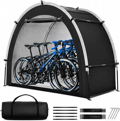 Bike Storage Shed Tent, Outdoor Portable Bicycle Storage Sheds with PU4000 Waterproof 210D Oxford Fabric for 3 Bikes, Bike Covers Shelter for Motorcycle, Garden Tools, Toys, Lawn Mower