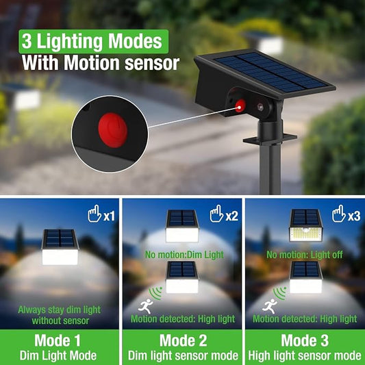 nipify 2 Pack 62 LED Solar Spot Lights Outdoor Motion Sensor with 3 Modes | 2-in-1, Auto ON/OFF, Solar Powered, Waterproof Landscape Spotlights for Outside Yard Wall Garden, Cool White