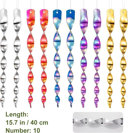OFFO Large Bird Scarer Rods, 15.7 in (10 PCS) Multicolored Reflective Bird Device Outdoor Bird Scarer to Keep Pigeon and Woodpecker Away from Garden or Yard