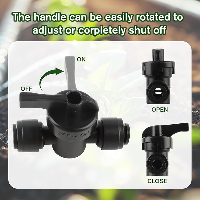 Kalolary 10 Pack Quick Connect Drip Irrigation Valves, 1/4" Drip Irrigation Shut Off Valve Barbed Switch Valves Drip Line Parts for 1/4 Inch Drip Irrigation Tubing Garden Lawn Irrigation System