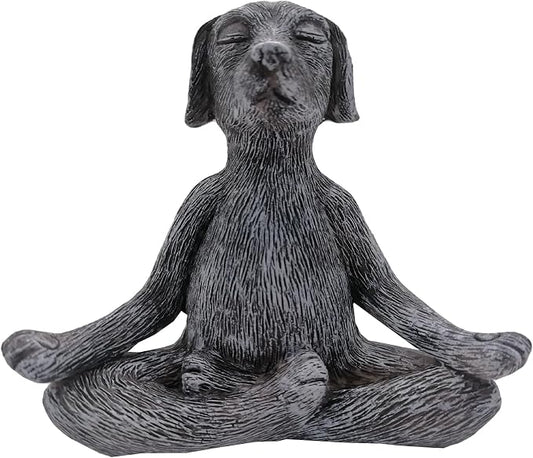 Meditation Buddha Statue, Meditation Dog Decoration, Yoga Ornament, Dog Garden Statue (Grey)