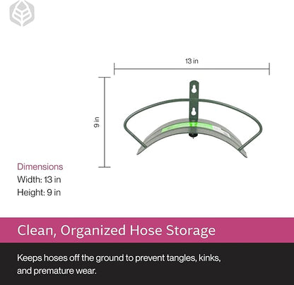 Yard Butler Heavy Duty Wall-Mounted Hose Hanger - Garden Hose Holder for Convenient Organization - Holds up to 125 Feet - Powder Coated Steel - Heavy Duty Bracing - Classic Design, Green