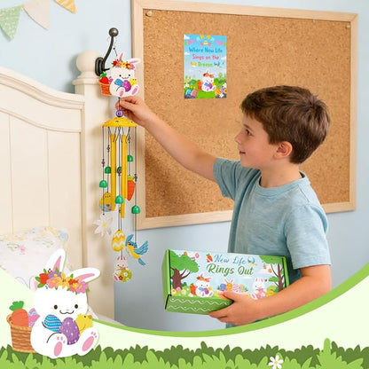 Bunny Wind Chimes Outdoor Garden Metal Wind Chimes with Gift Box | Bunny Wind Chimes for Porch Patio Yard Balcony Garden Decor Gift for Women Moms Friends